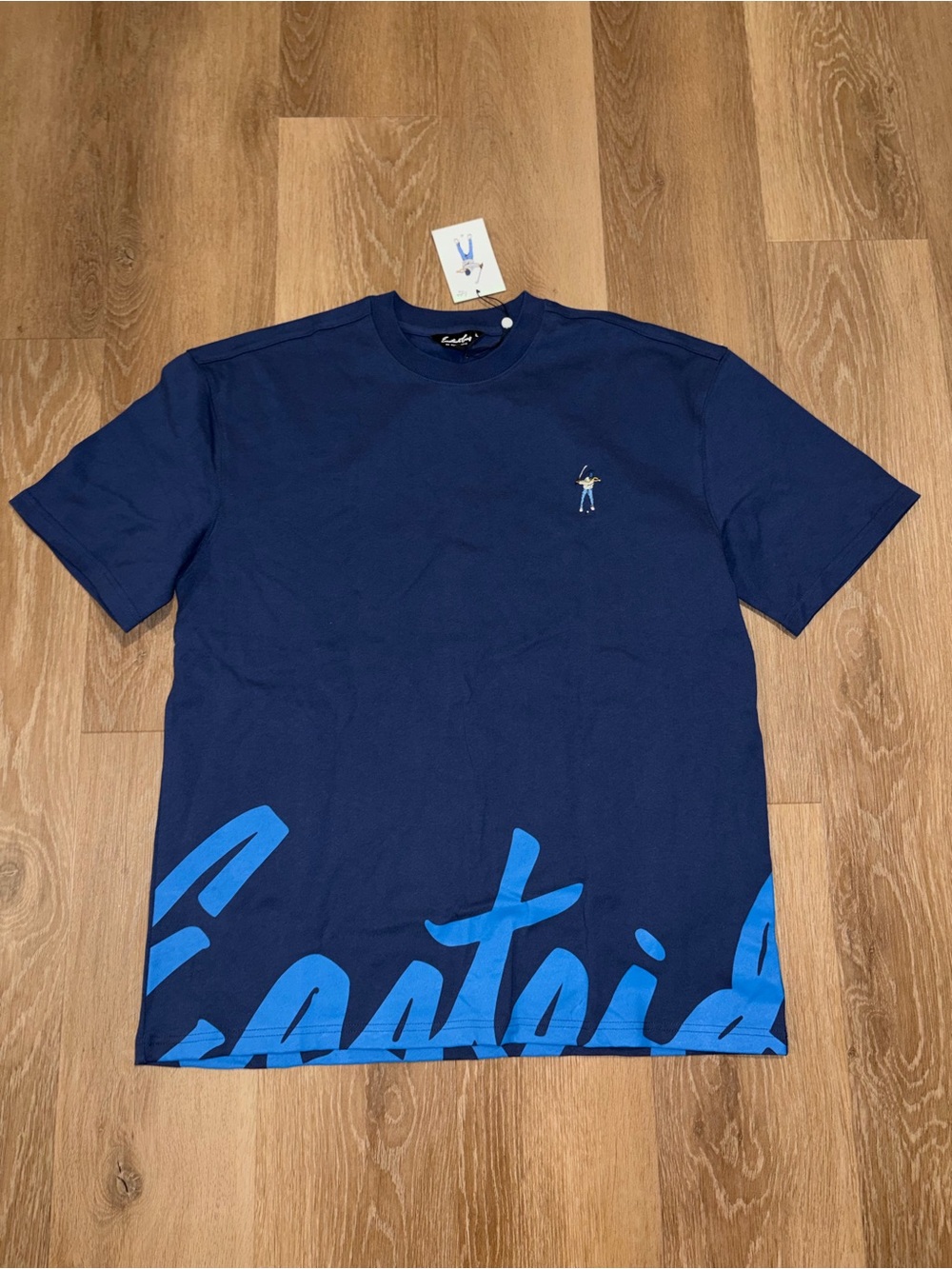 Eastside Golf Men’s Large Navy Swingman Embroidered Logo Script T-Shirt NWT